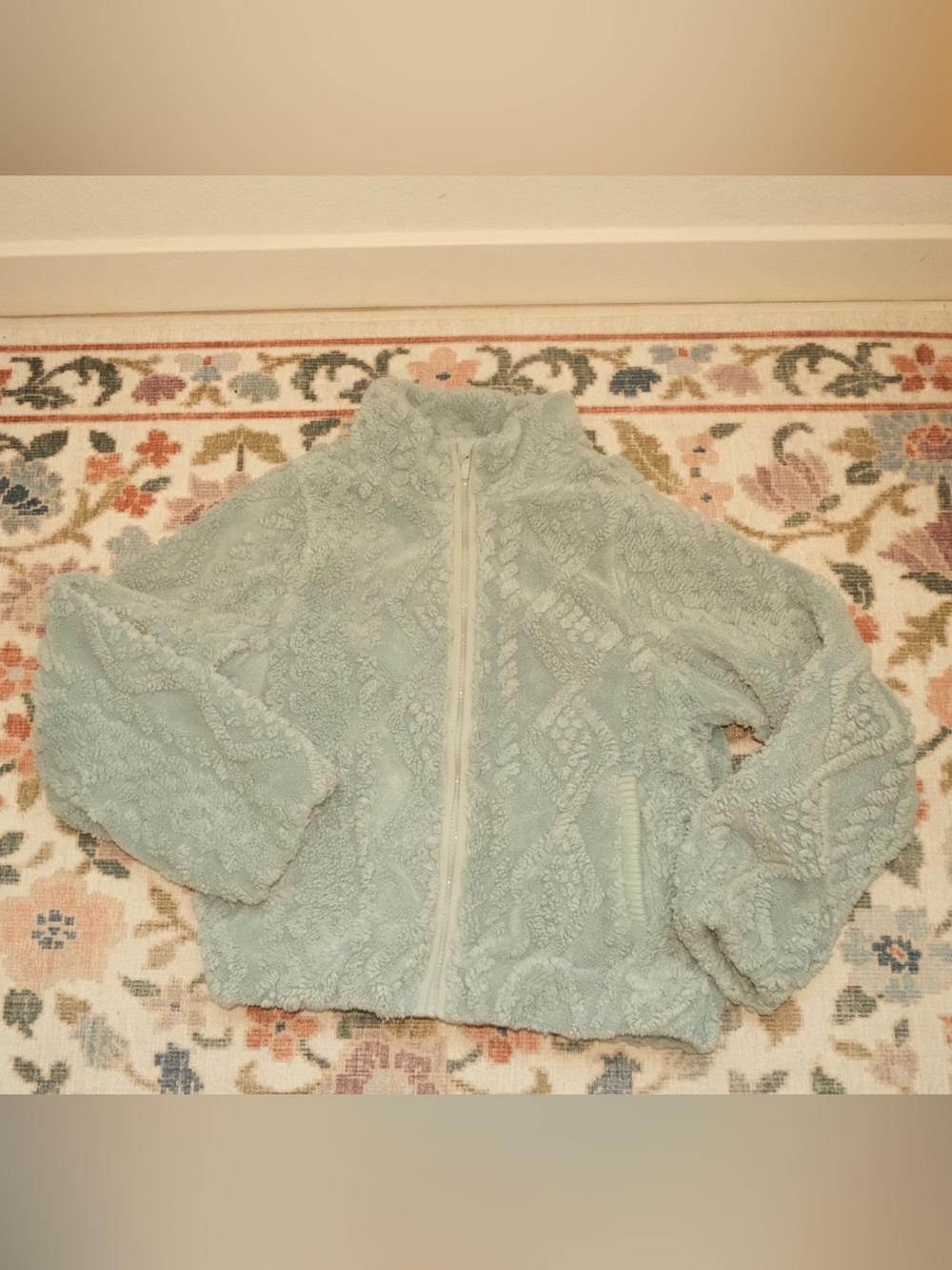 all in motion Plush Zip-Up Teddy Jacket - light blue